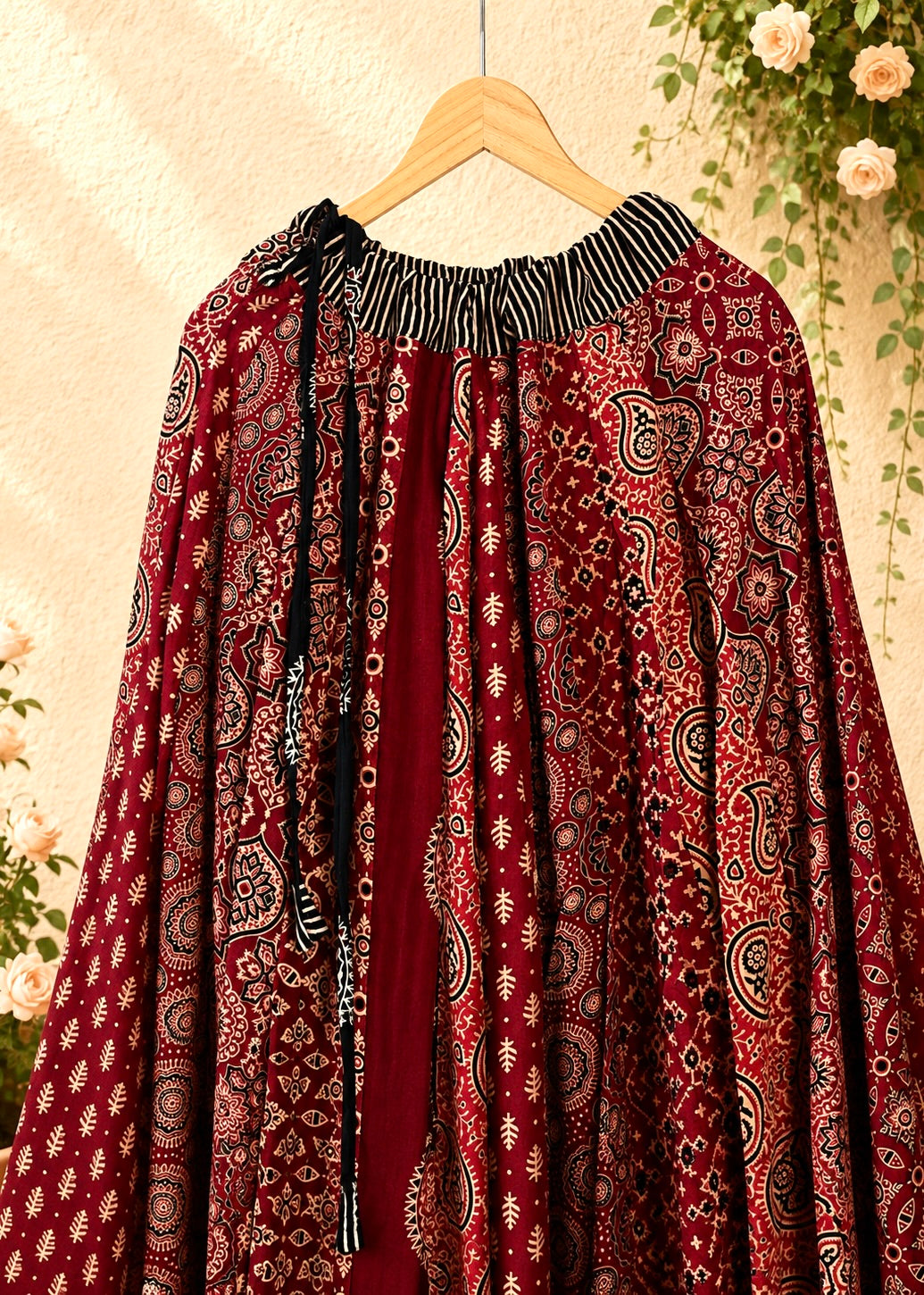 ⚜️ Dharohar ~ Surya ~ Ajrakh Long Kali Skirt & Dupatta Set