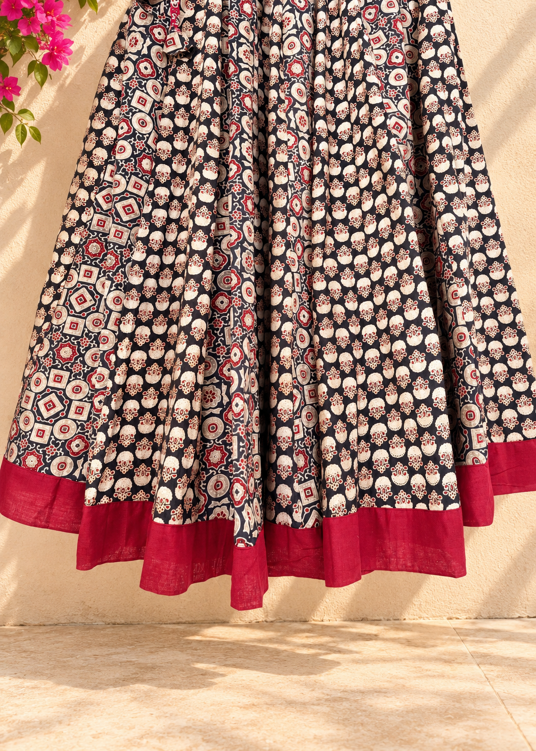 ✨Navrang ~ Wine Red w/ Black ~ Ajrakh Skirt