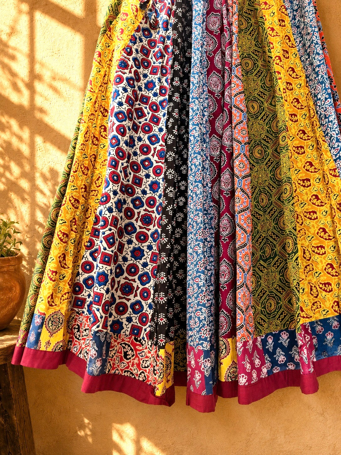 🌻Navrang ~ Gulal Ajrakh Skirt and Dupatta Set