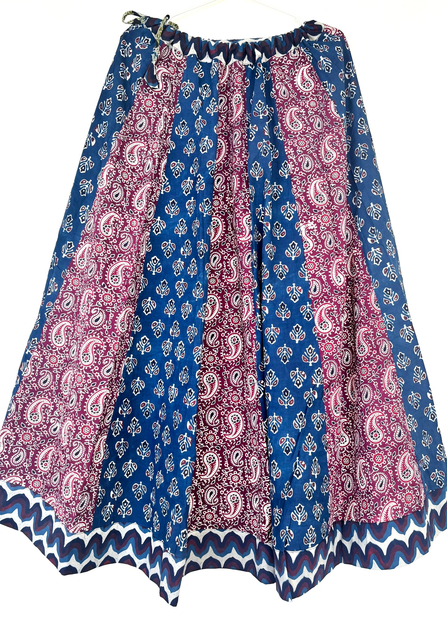 🌻 Navrang ~ Ajrakh Skirt and Dupatta Set ~ Red, Indigo & White