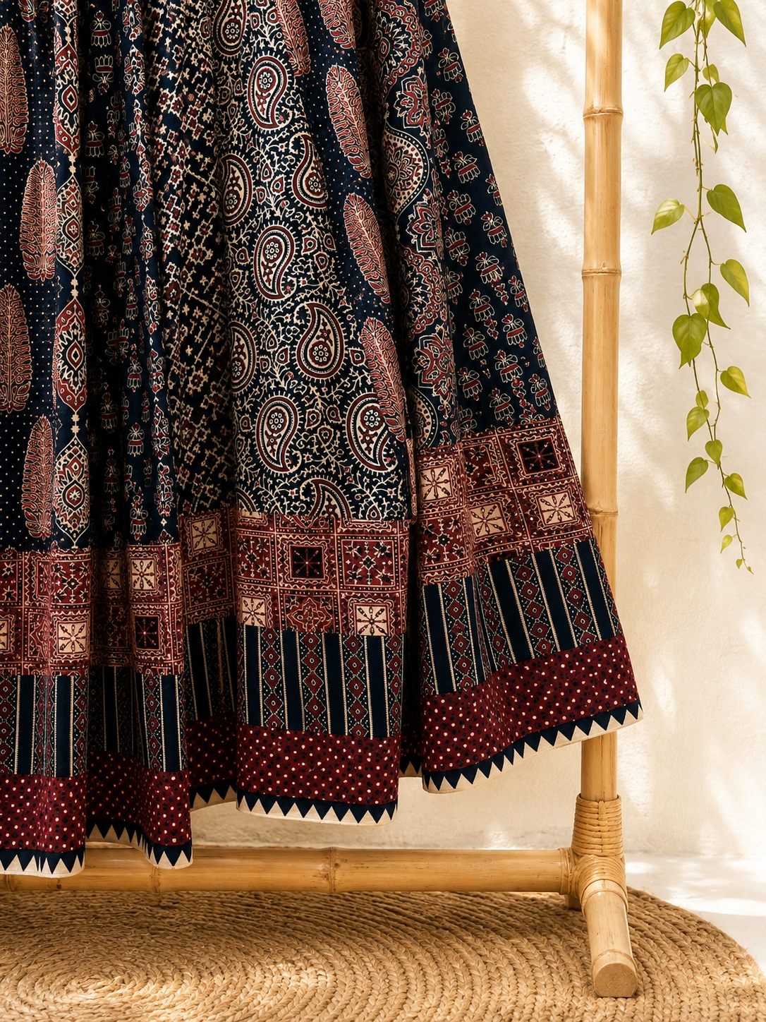⚜️ Dharohar ~ Aaranya ~ Ajrakh Long Kali Skirt
