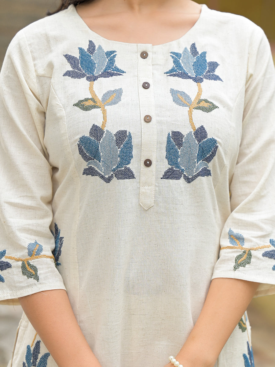 Saanjh 𓂃 ོ☼𓂃 Cotton Embroidered Cord Set ~ Blue