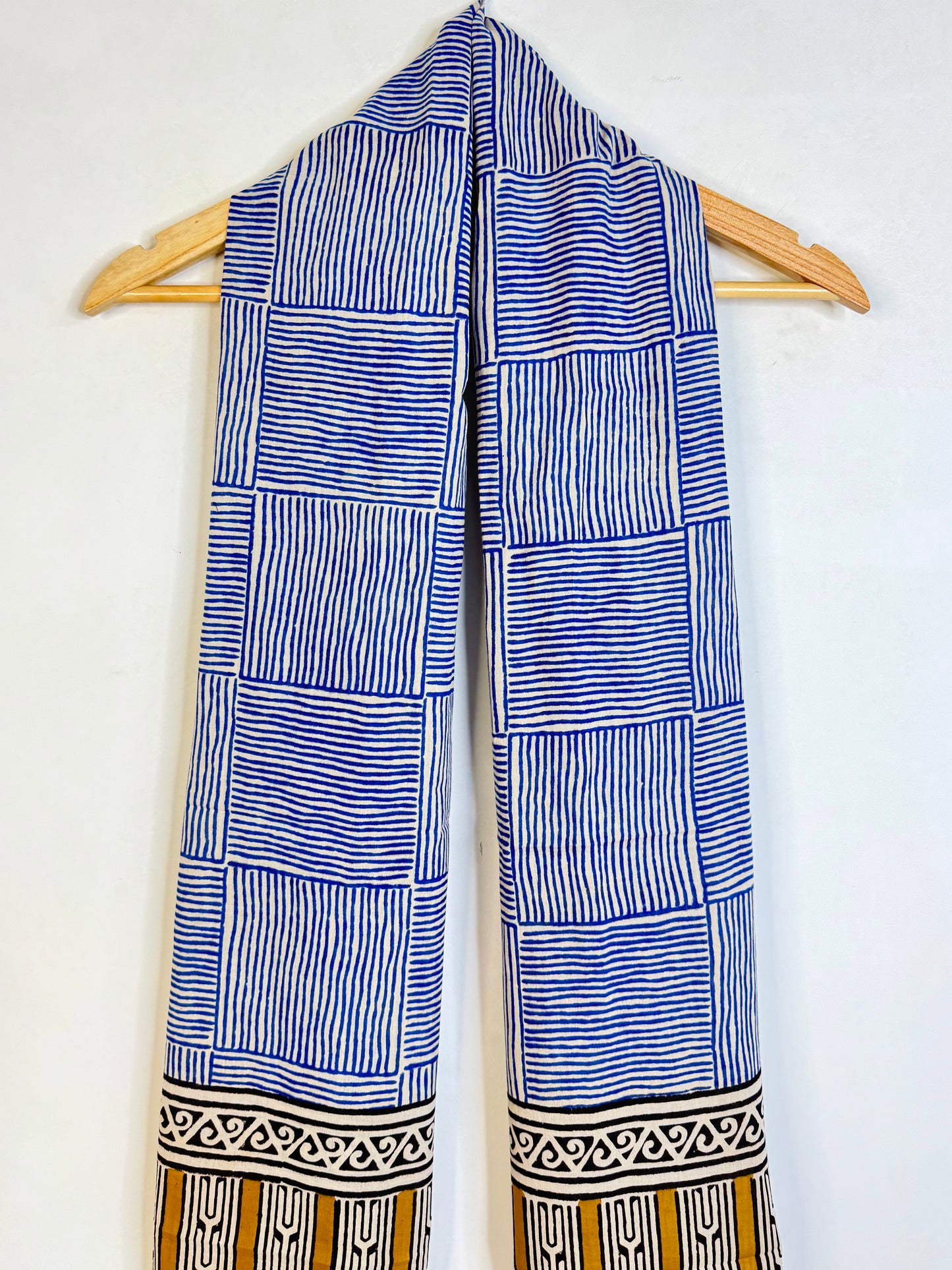 Raag 🪷 Mulmul Cotton Stoles ~  Blue Lines