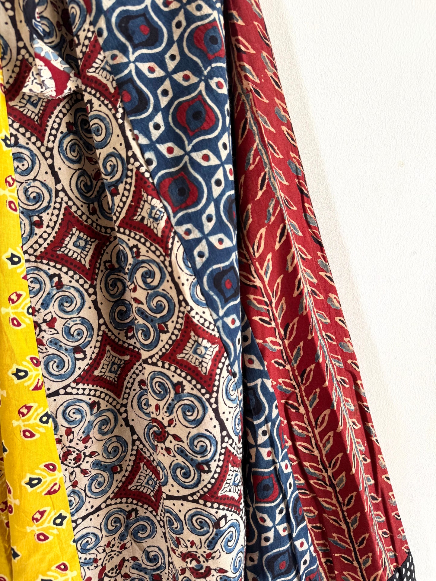 🌻Navrang ~ Ajrakh Handcrafted Lehengas ~ Multicolor Pleads