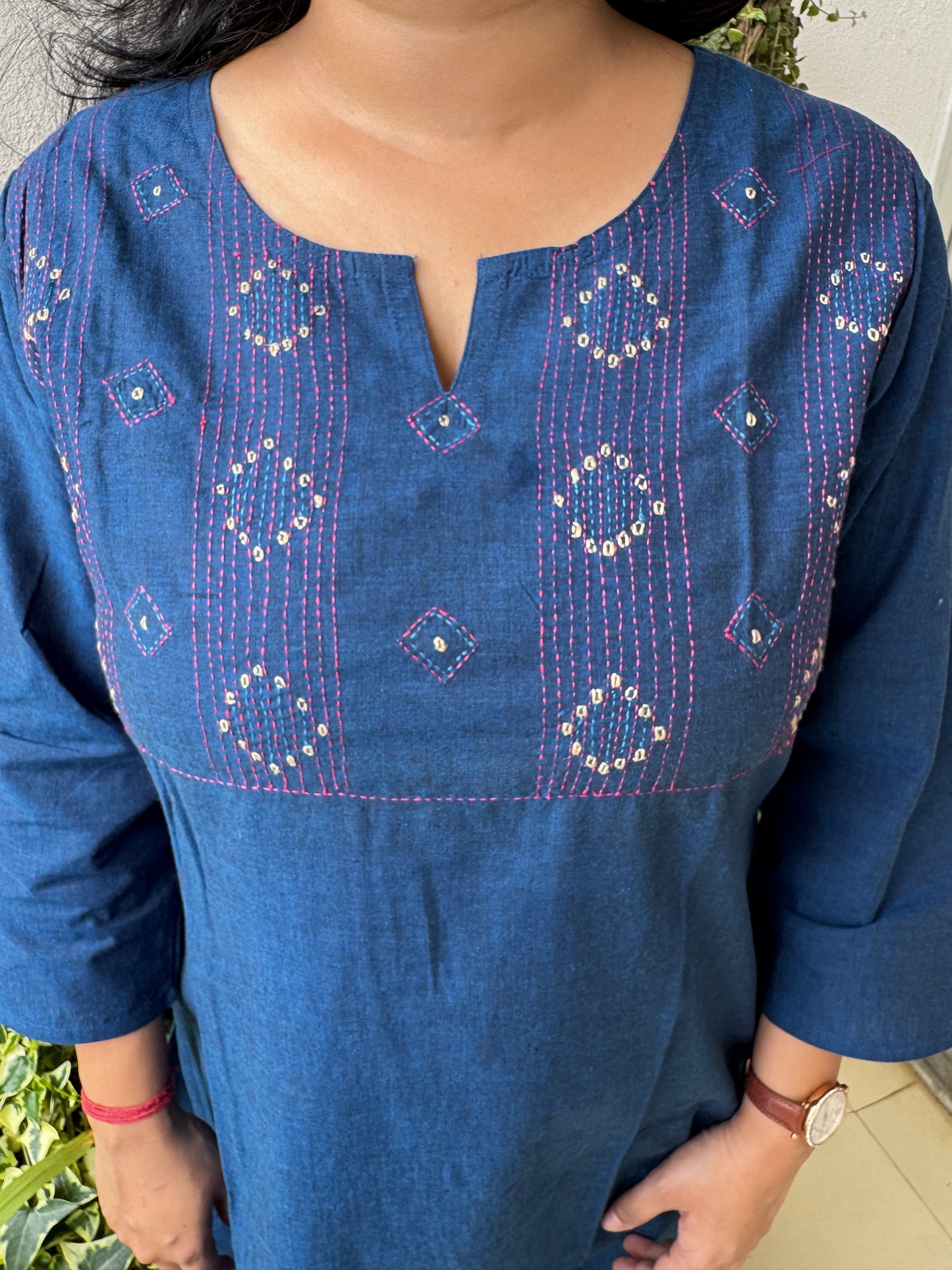 Masakali ~ Cotton Embroidered Kurti, Navy Blue 💙