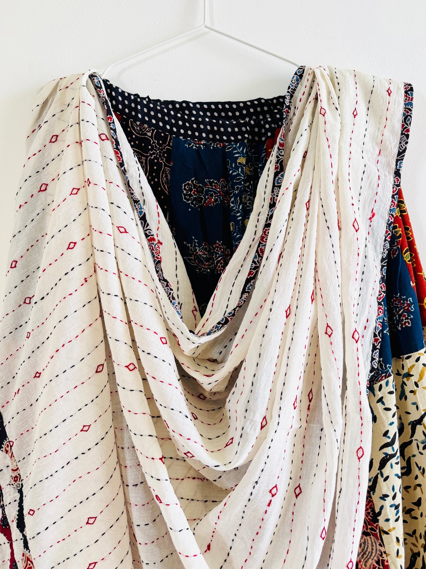 ✨Garba nu Ghoomie ~ Ajrakh Lehenga and Dupatta Set ~ White w/ Multicolor