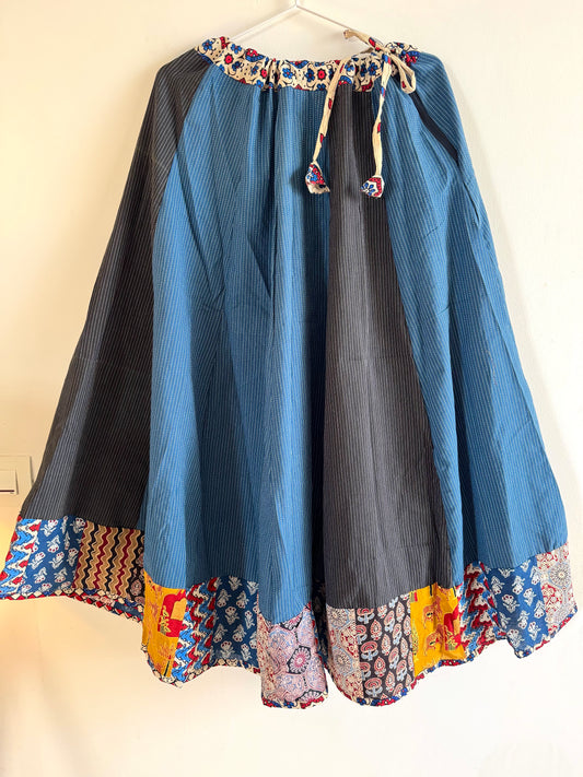 🌻Navrang ~ Ajrakh Handcrafted Lehengas ~ Blue & Black Textured