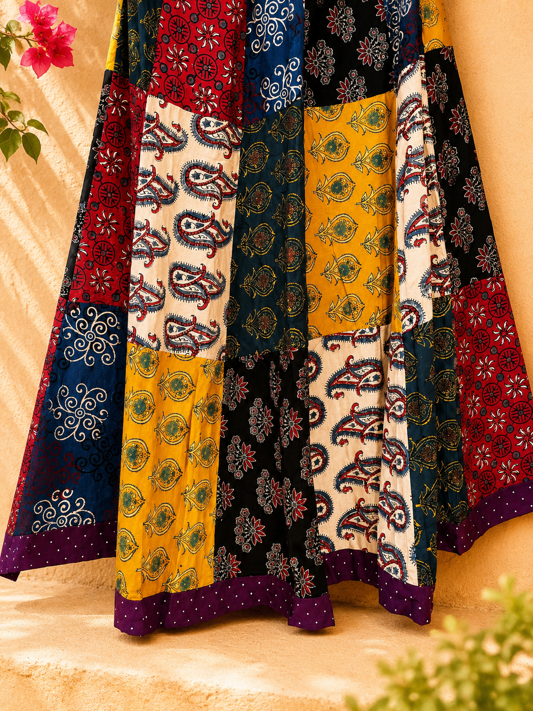 🌻Navrang ~ Gulmohar Ajrakh Skirt and Dupatta Set