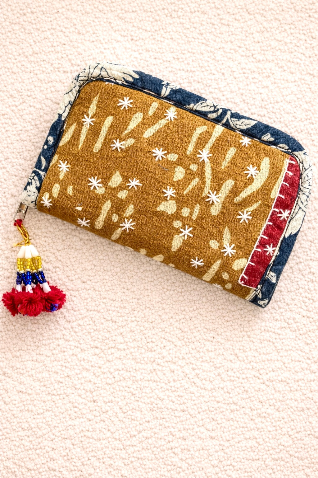 Swadesh ~ Ajrakh Handcrafted Wallets ~ Yellow Ochre Doodles