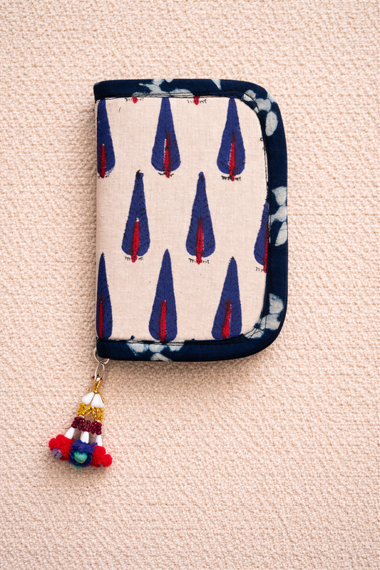 Swadesh ~ Ajrakh Handcrafted Wallets ~ Indigo leaf