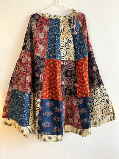 🌻Navrang ~ Ajrakh Lehengas ~ Multicolor w/ white polka dots