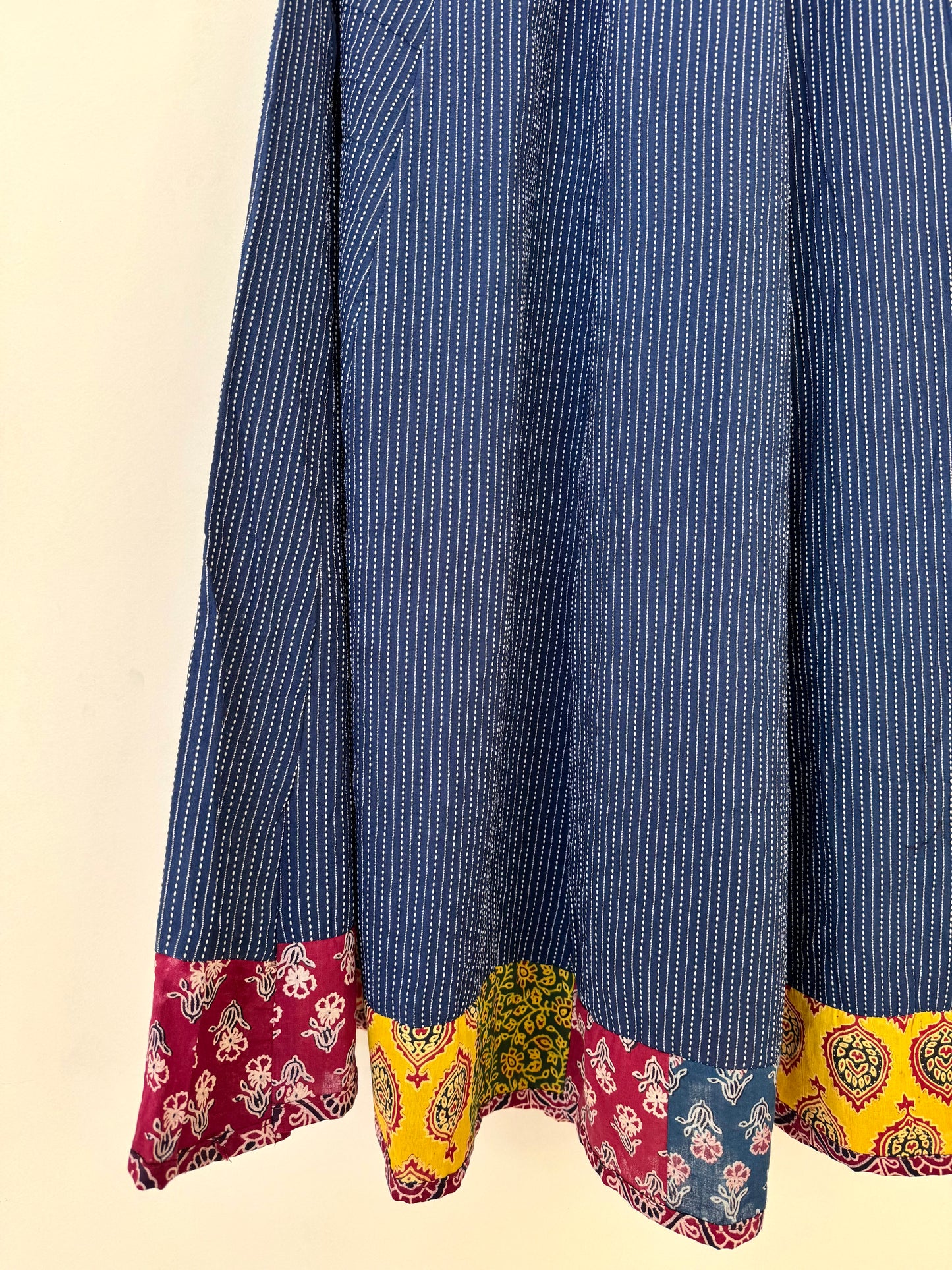 ✨Navrang ~ Ajrakh Long Skirt ~ Navy Blue Textured