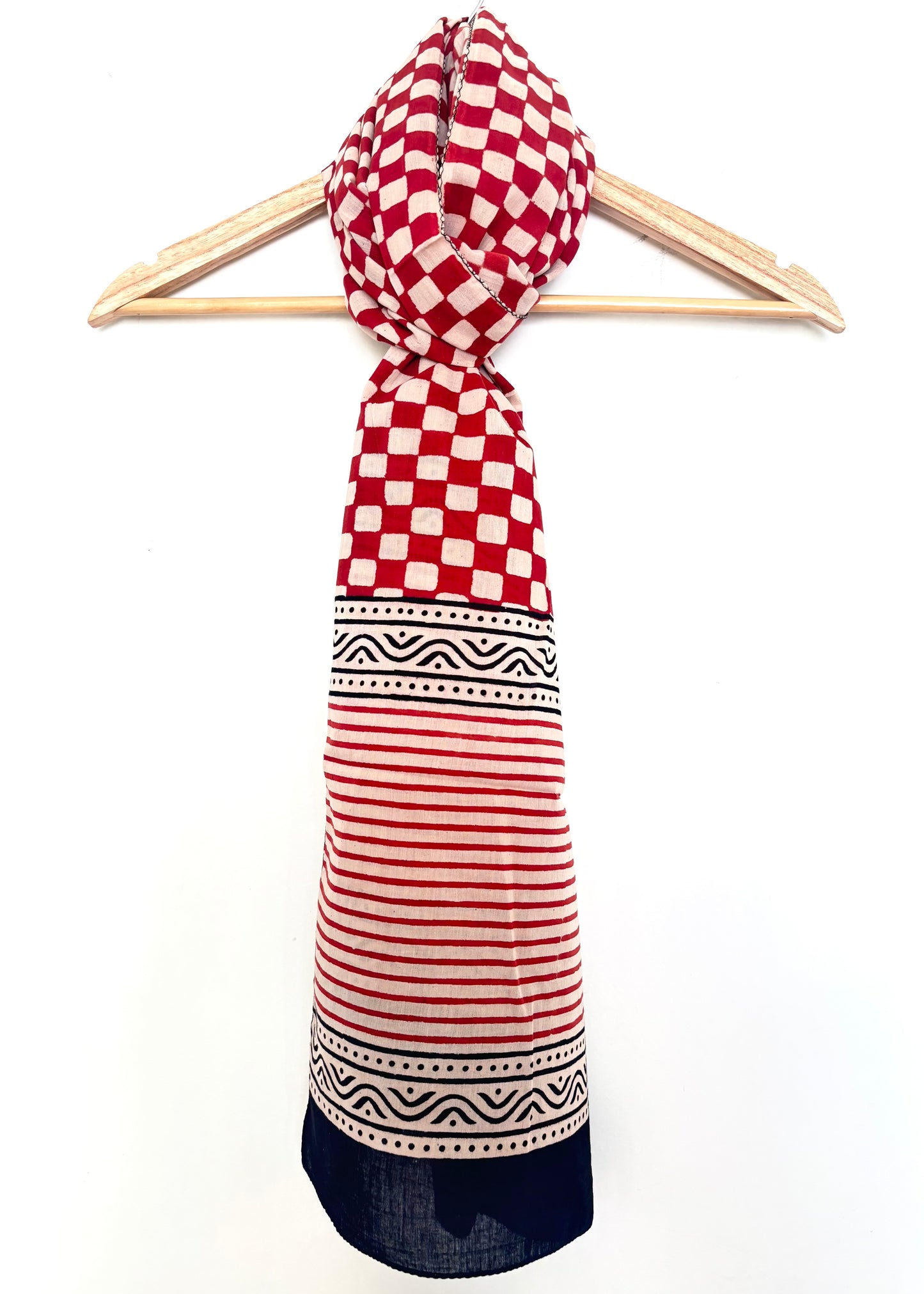 Raag🪷Mulmul Cotton Stoles ~ Chequered Red