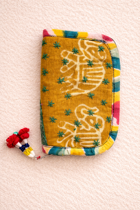 Swadesh ~ Ajrakh Handcrafted Wallets ~ Elephant in Jungle