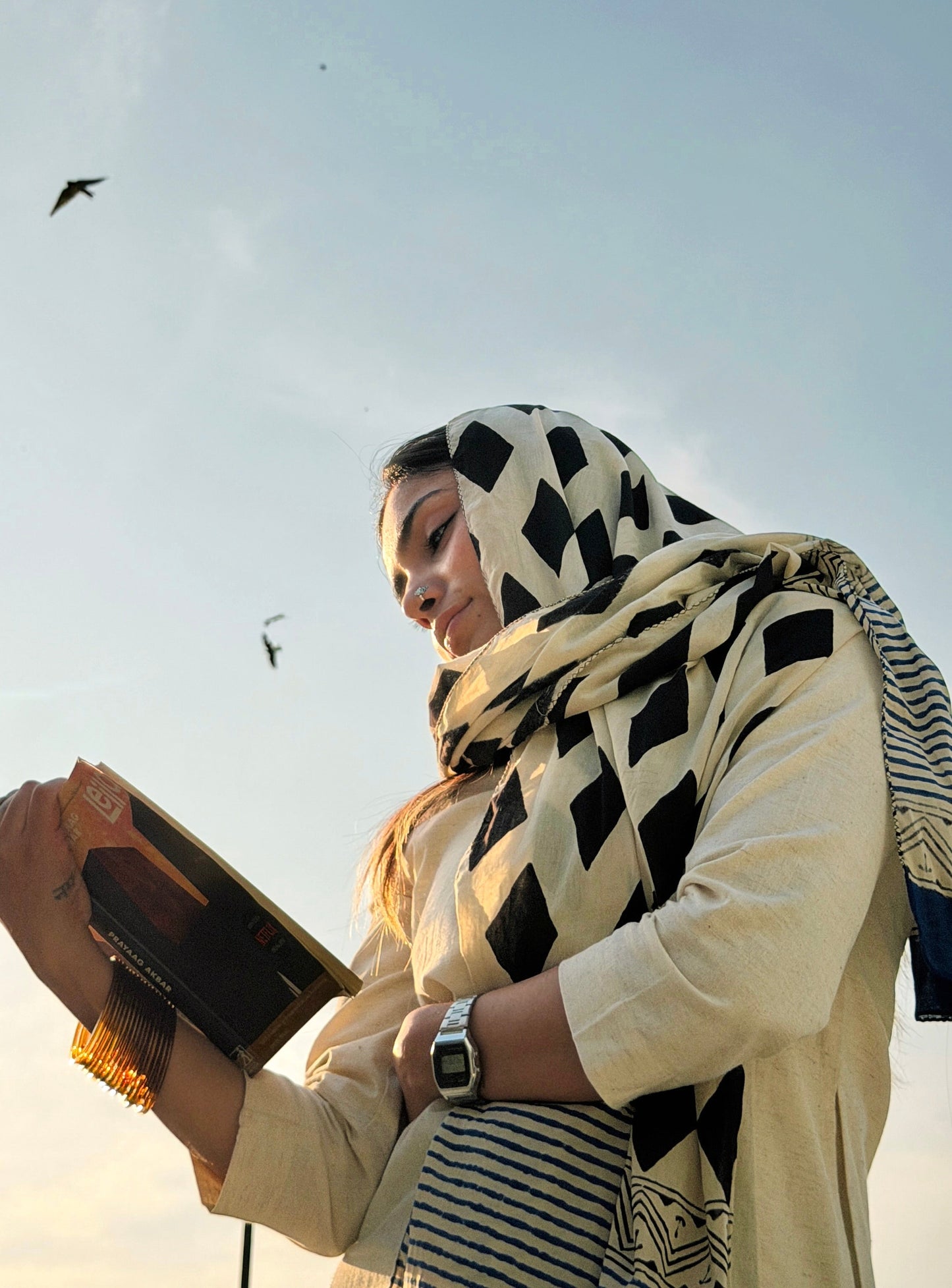 Raag 🪷 Mulmul Cotton Stoles ~ Diamond Black