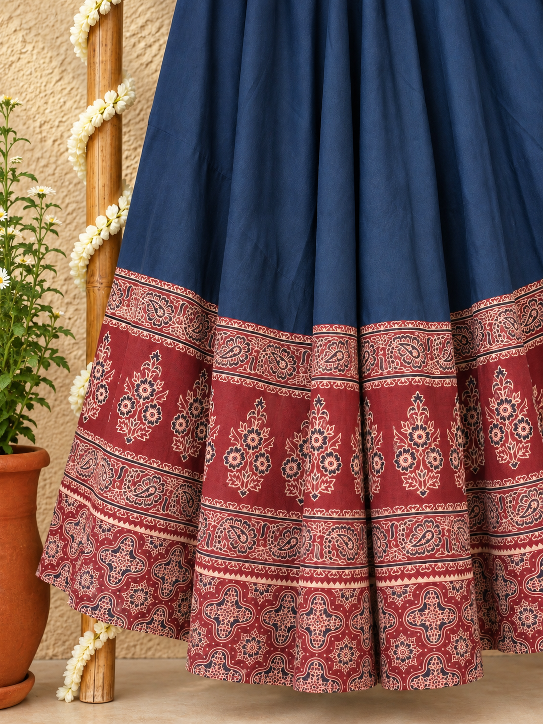 ⚜ Dharohar ~ Shyamra ~ Ajrakh Long Kali Skirt