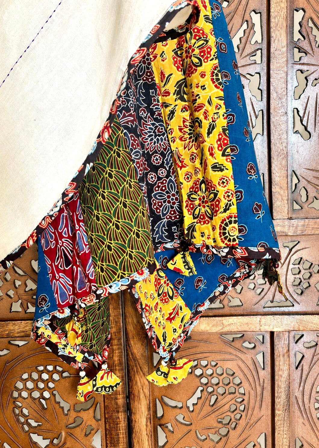 Ajrakh Applique & Kantha Embroidered ~ Mor Angan Dupatta