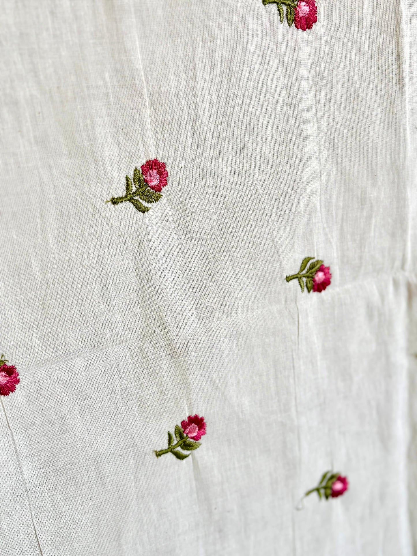Khadi Cotton Dupatta ~ Wild Bloom Berry Blossom
