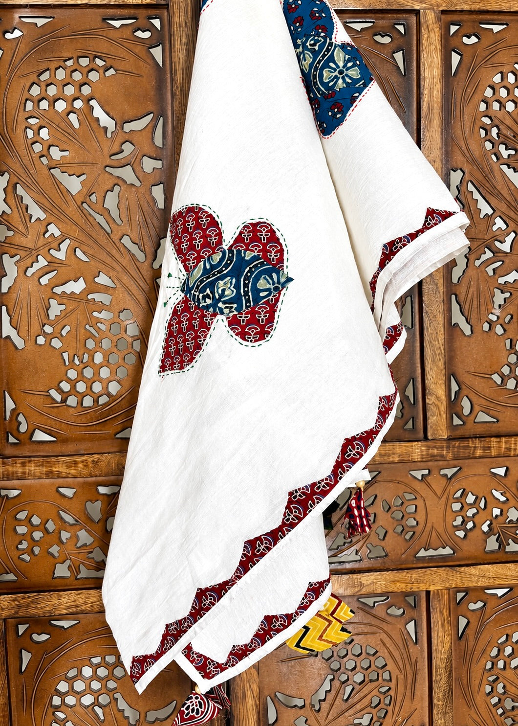 Ajrakh Applique & Kantha Embroidered ~ Rang Baag Dupatta