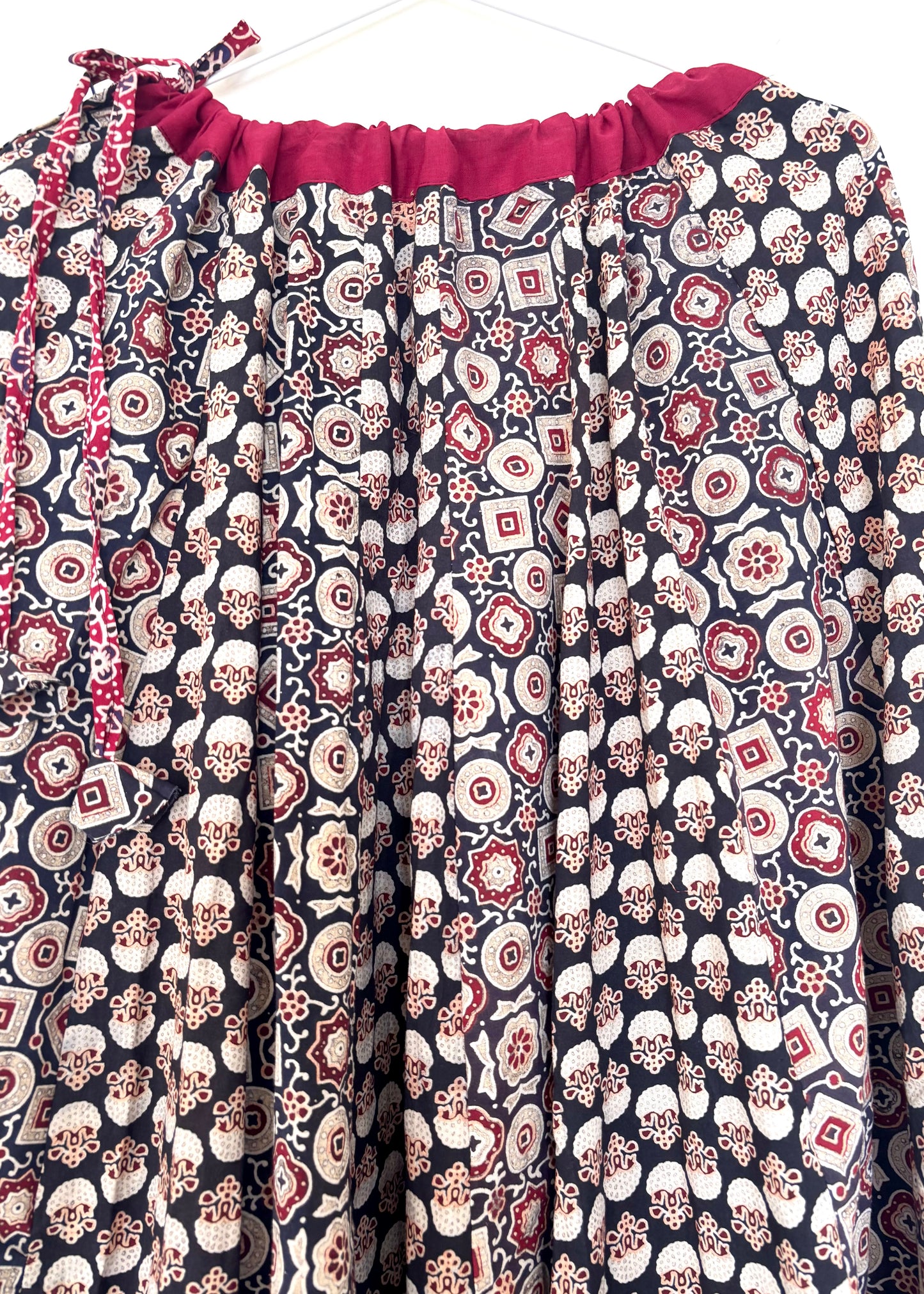 ✨Navrang ~ Ajrakh Lehenga and Dupatta Set ~ Wine Red w/ Black