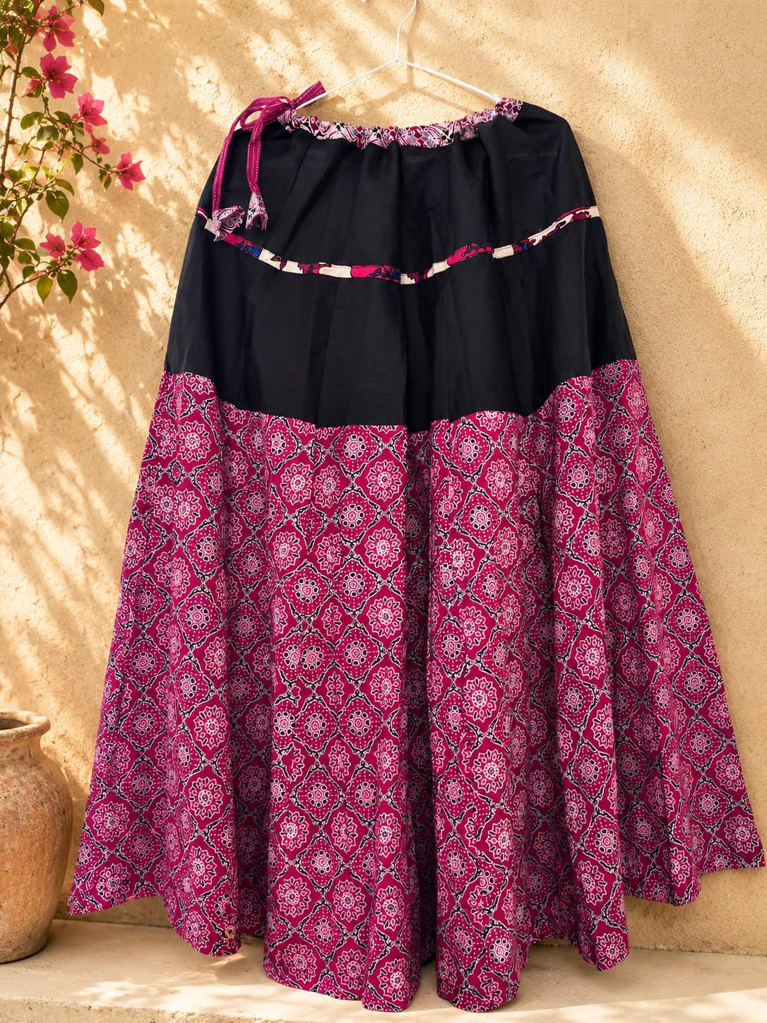🌻Navrang ~ Mogra Ajrakh Skirt and Dupatta Set