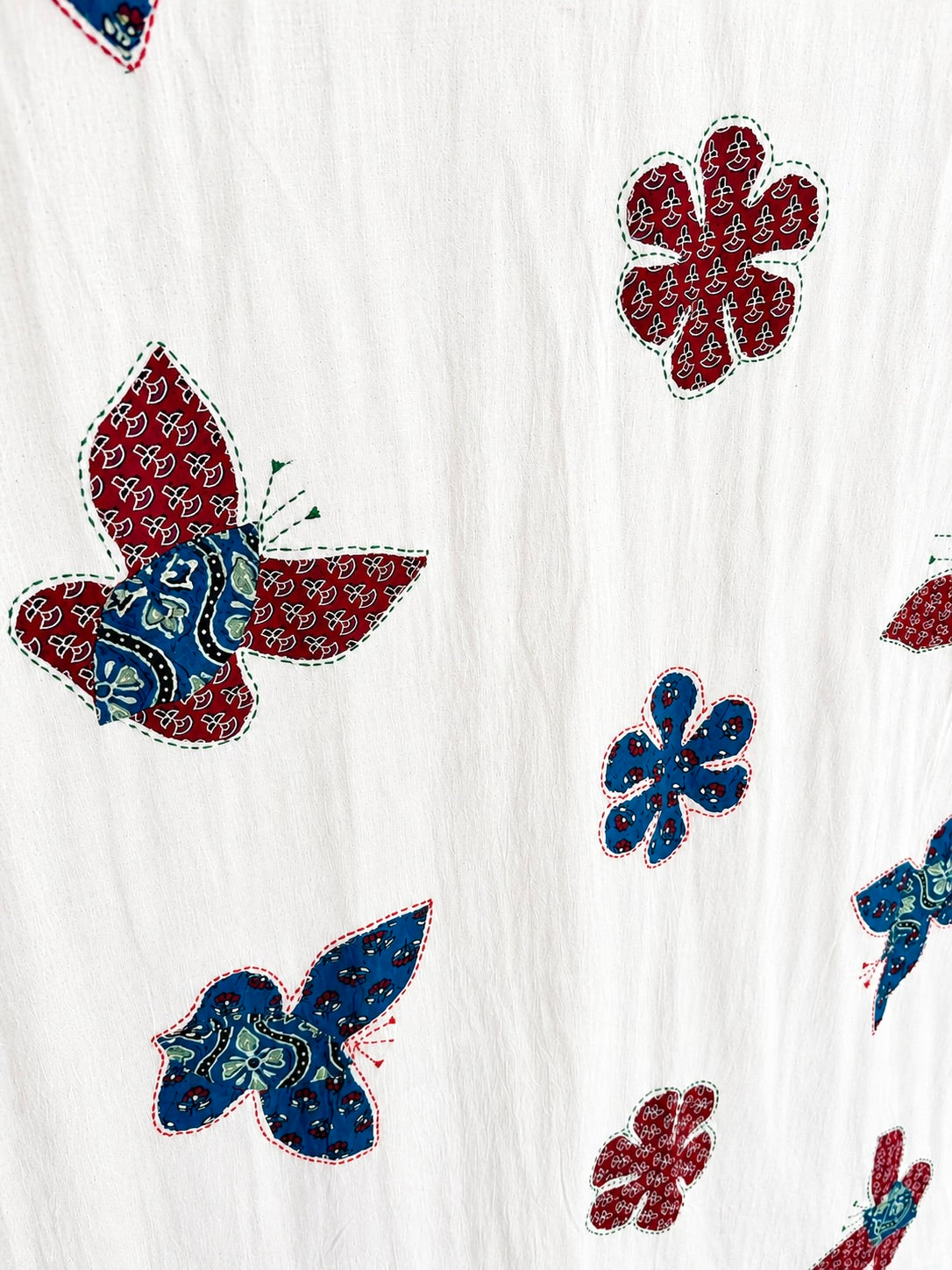 Ajrakh Applique & Kantha Embroidered ~ Rang Baag Dupatta