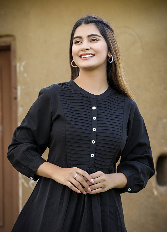 Bella ~ Ink Black Tunic Top