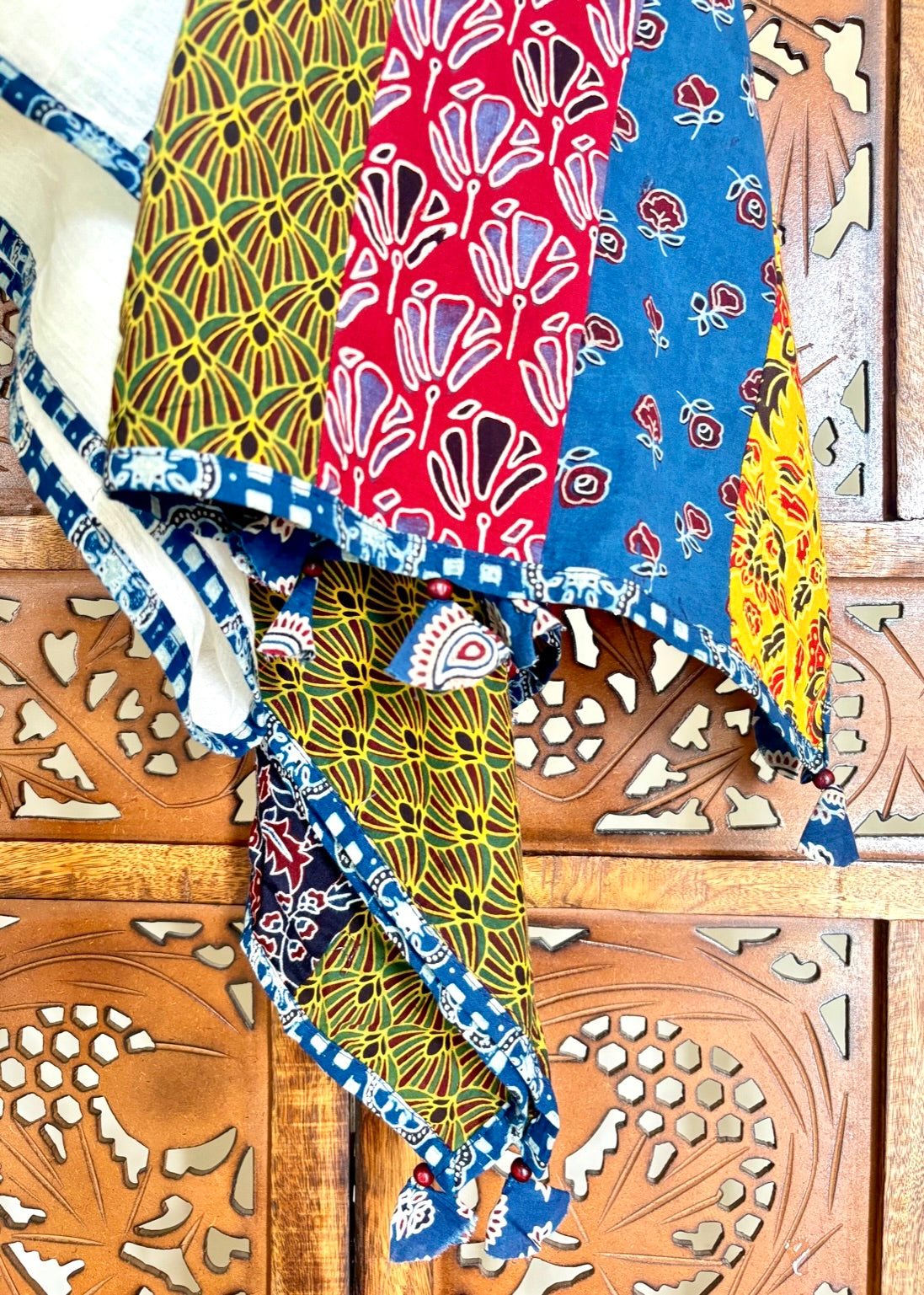 Ajrakh Applique & Kantha Embroidered ~ Mor Angan Dupatta