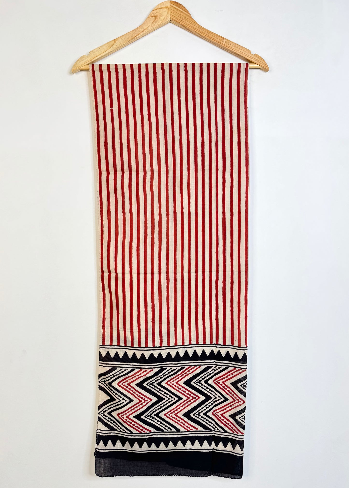 Raag 🪷 Mulmul Cotton Stoles ~  Red Lines