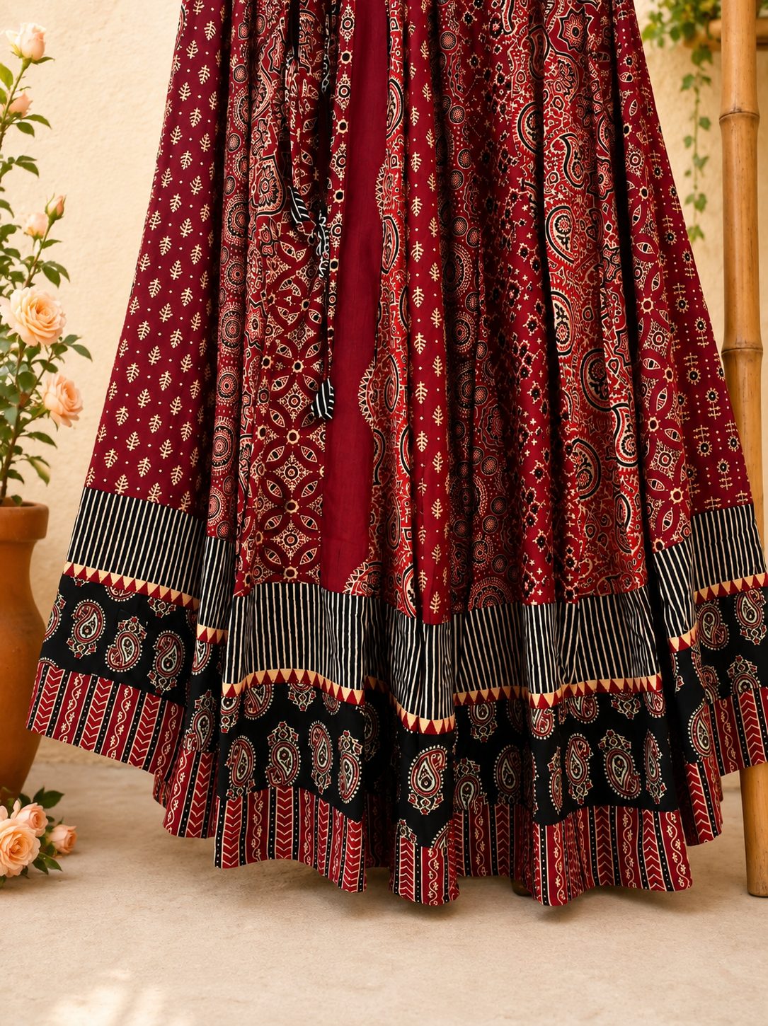 ⚜️ Dharohar ~ Surya ~ Ajrakh Long Kali Skirt