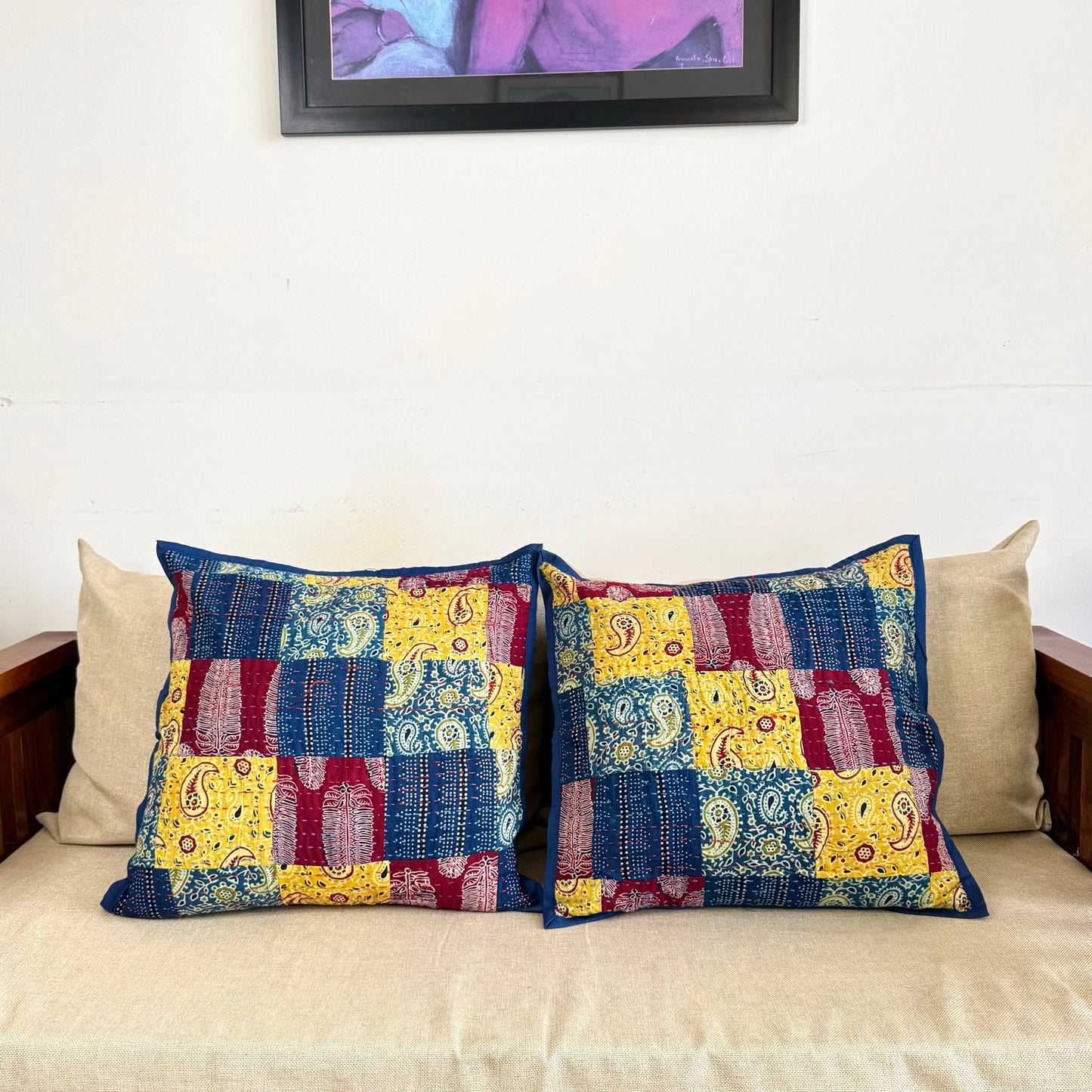 Ajrakh Cushion Covers ~ Dotted Motif ~ Set of 2