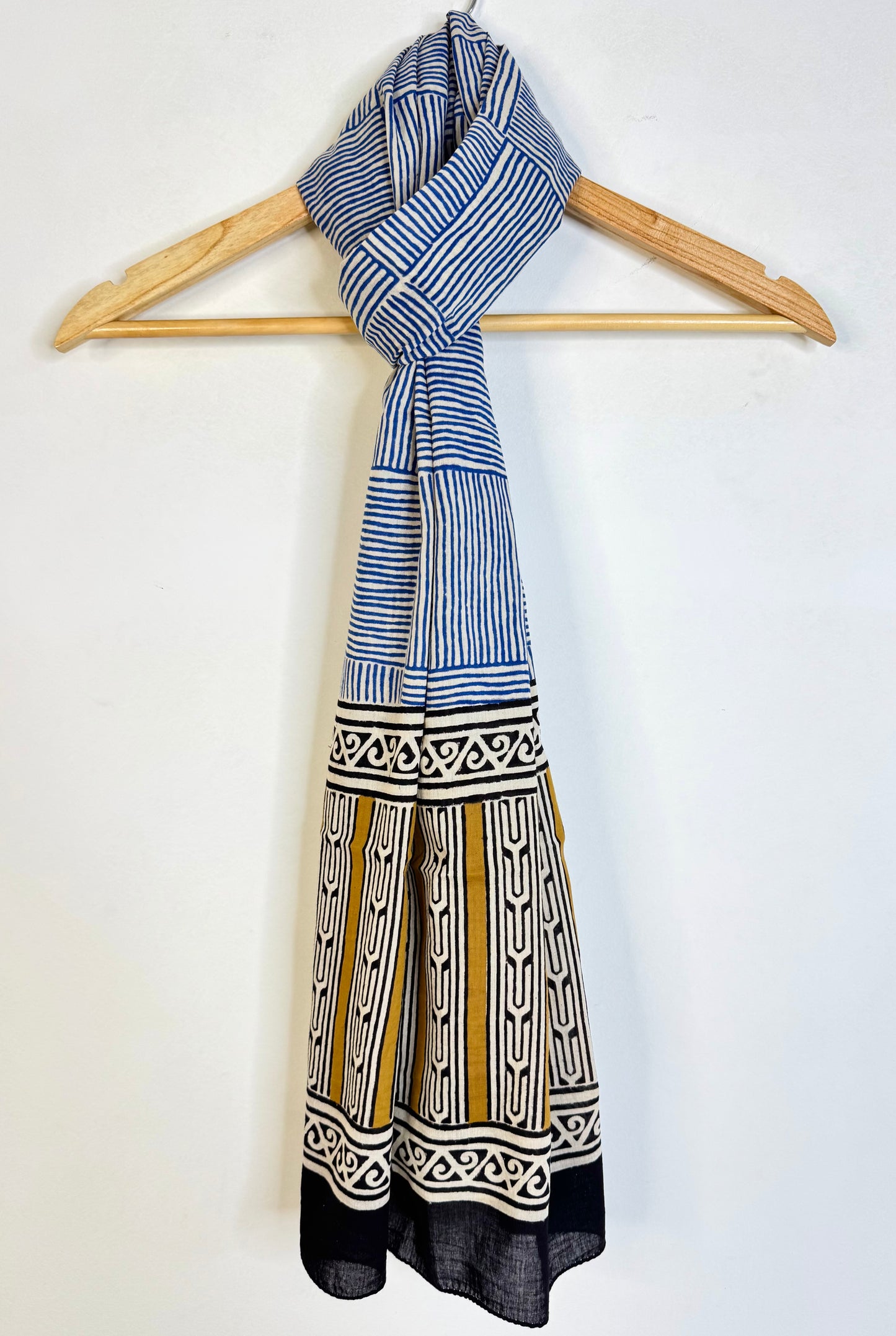 Raag 🪷 Mulmul Cotton Stoles ~  Blue Lines