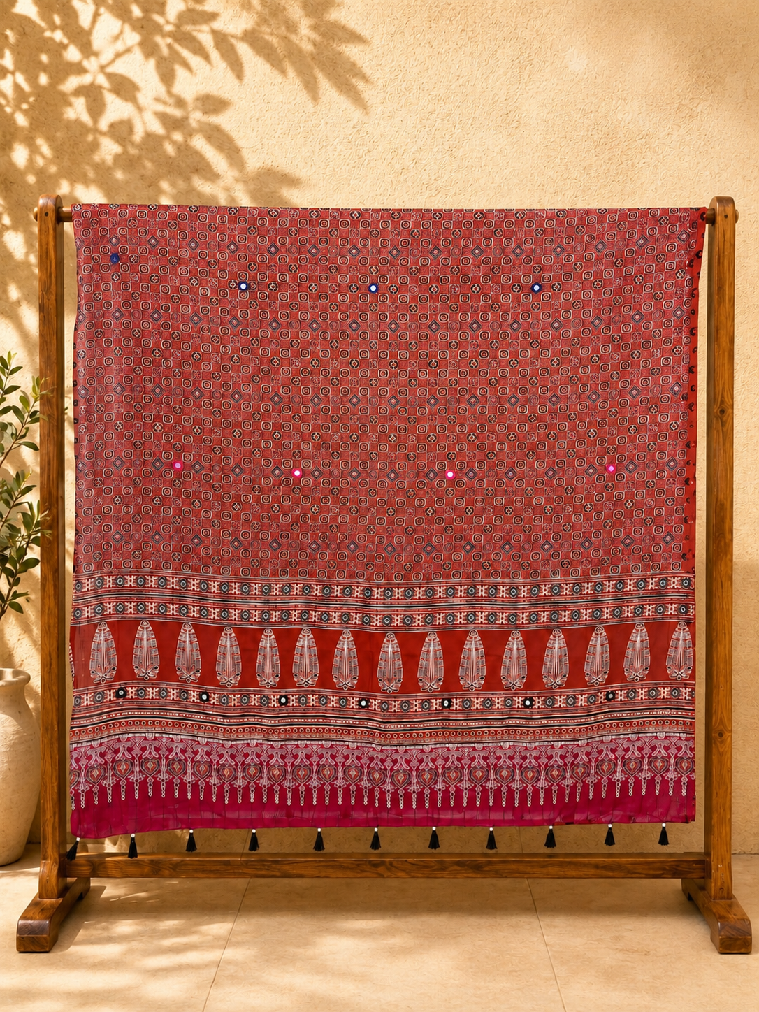 ⚜ Dharohar ~ Royal Blue & Maroon Ajrakh Lehenga & Dupatta Set