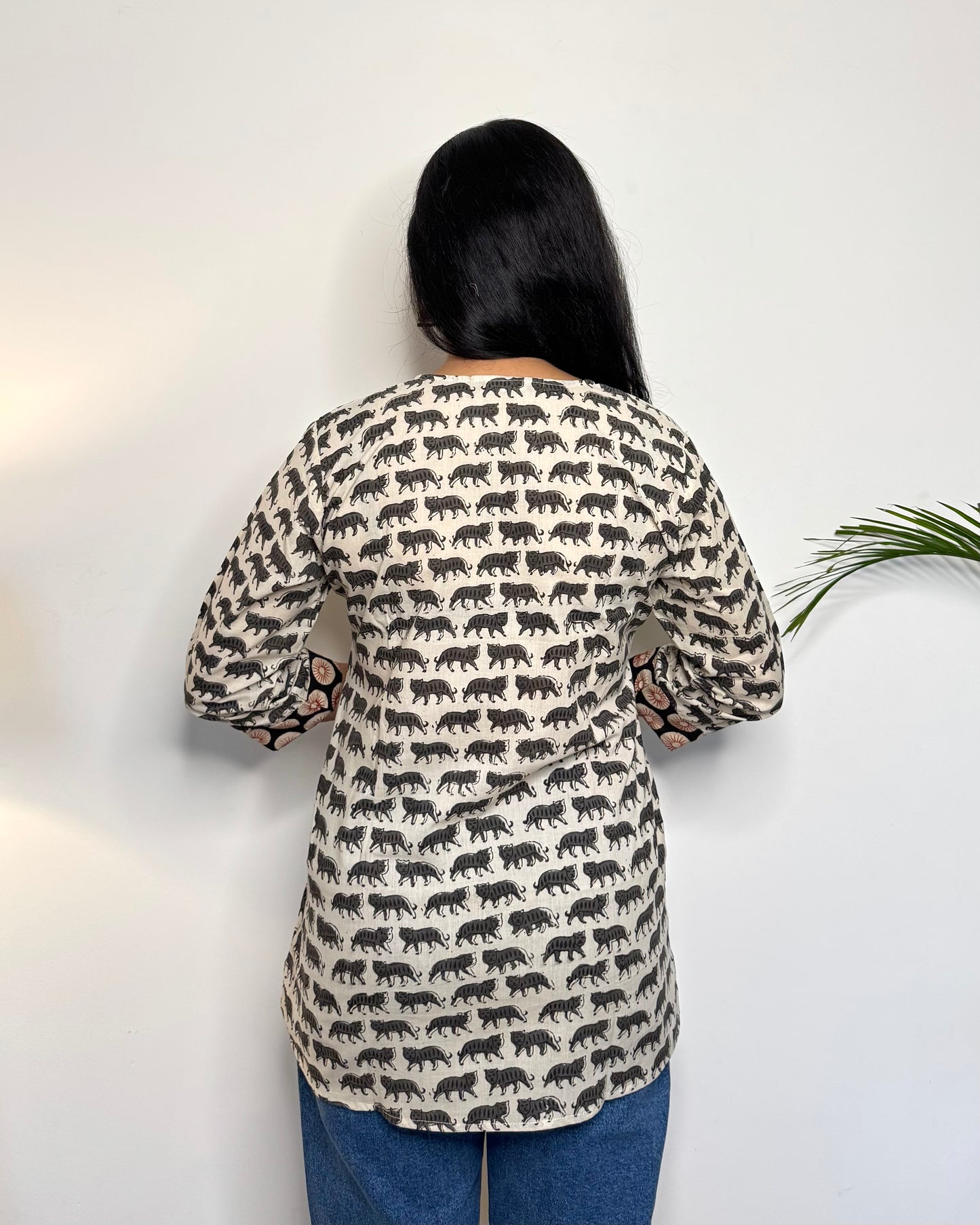 Jungle Book ~ Cool Grey Handblock Kurti