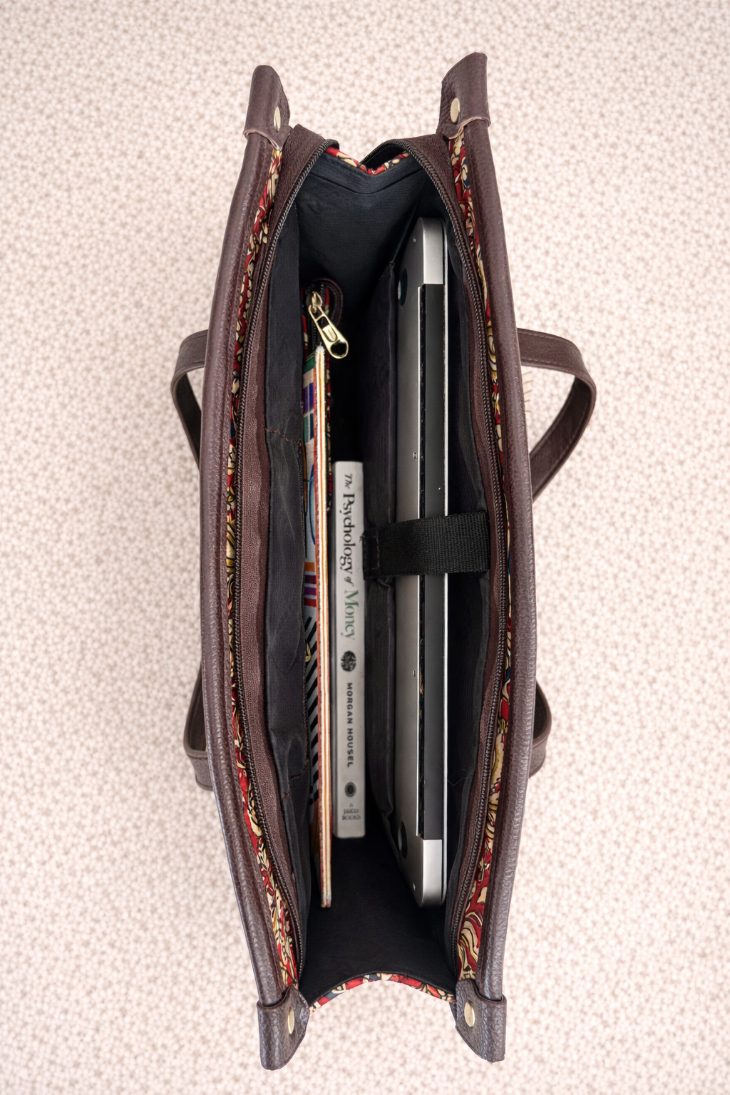 Karwaan🍂 Scarlet Bloom motifs ~ Sanganeri Handblock Laptop Bag