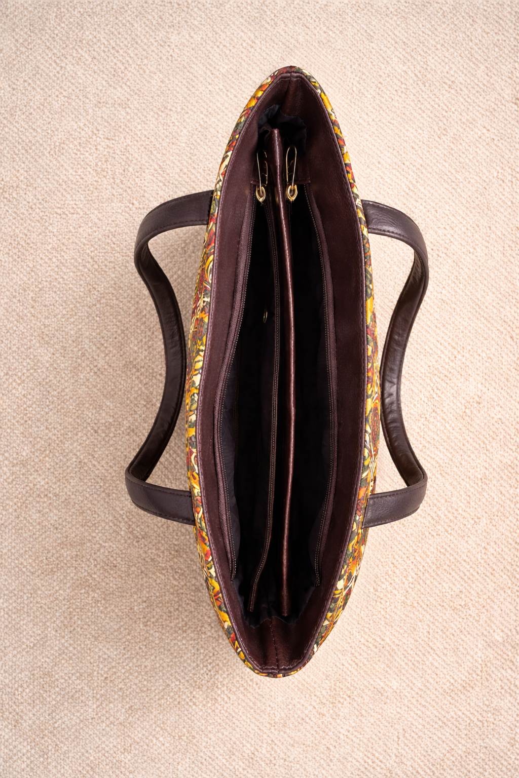 Karwaan🍂 Mustard Meadow motifs ~ Sanganeri Handblock Fabric Bag