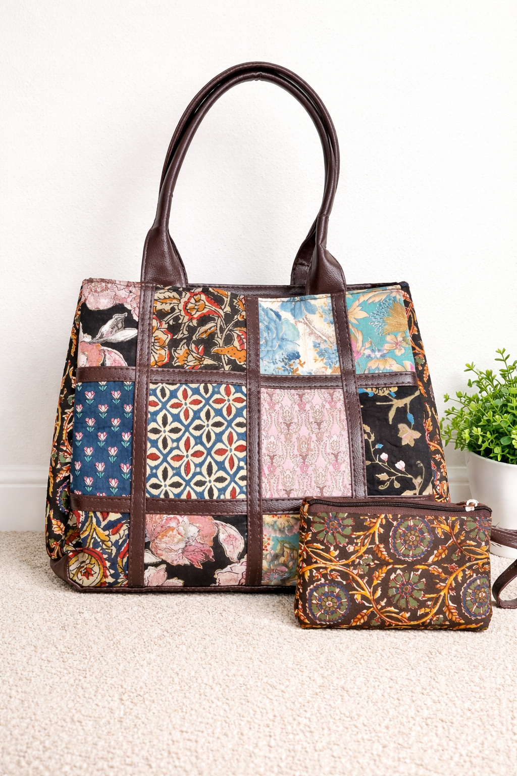 Karwaan🍂 Artisan Mosaic Motifs ~ Handblock Printed Fabric Bag
