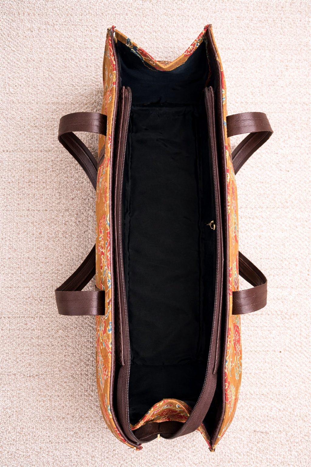 Karwaan🍂 Mustard Bloom motifs ~ Sanganeri Handblock Fabric Bag