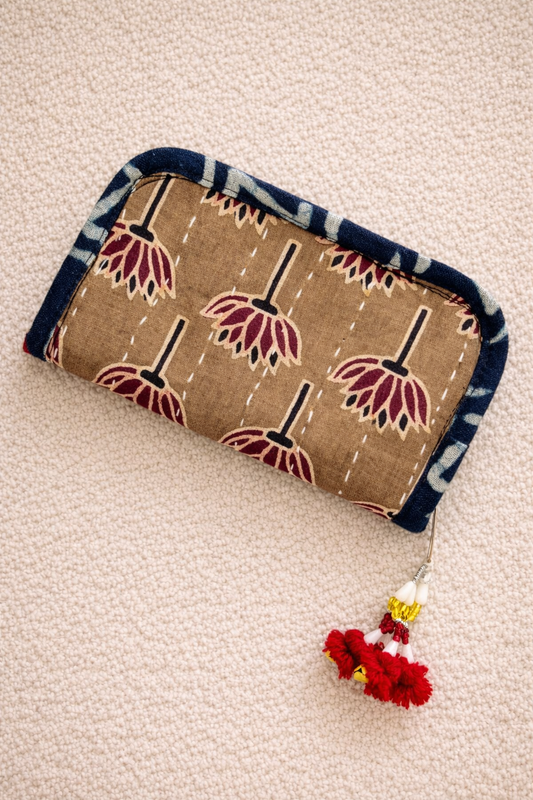 Swadesh ~ Ajrakh Handcrafted Wallets ~ Red lotus