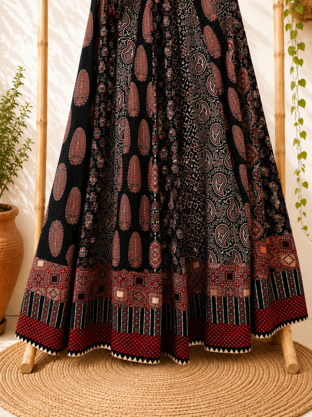 ⚜️ Dharohar ~ Aaranya ~ Ajrakh Long Kali Skirt