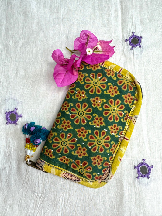 Navrang ~ Ajrakh Handcrafted Wallets ~ Yellow & Green