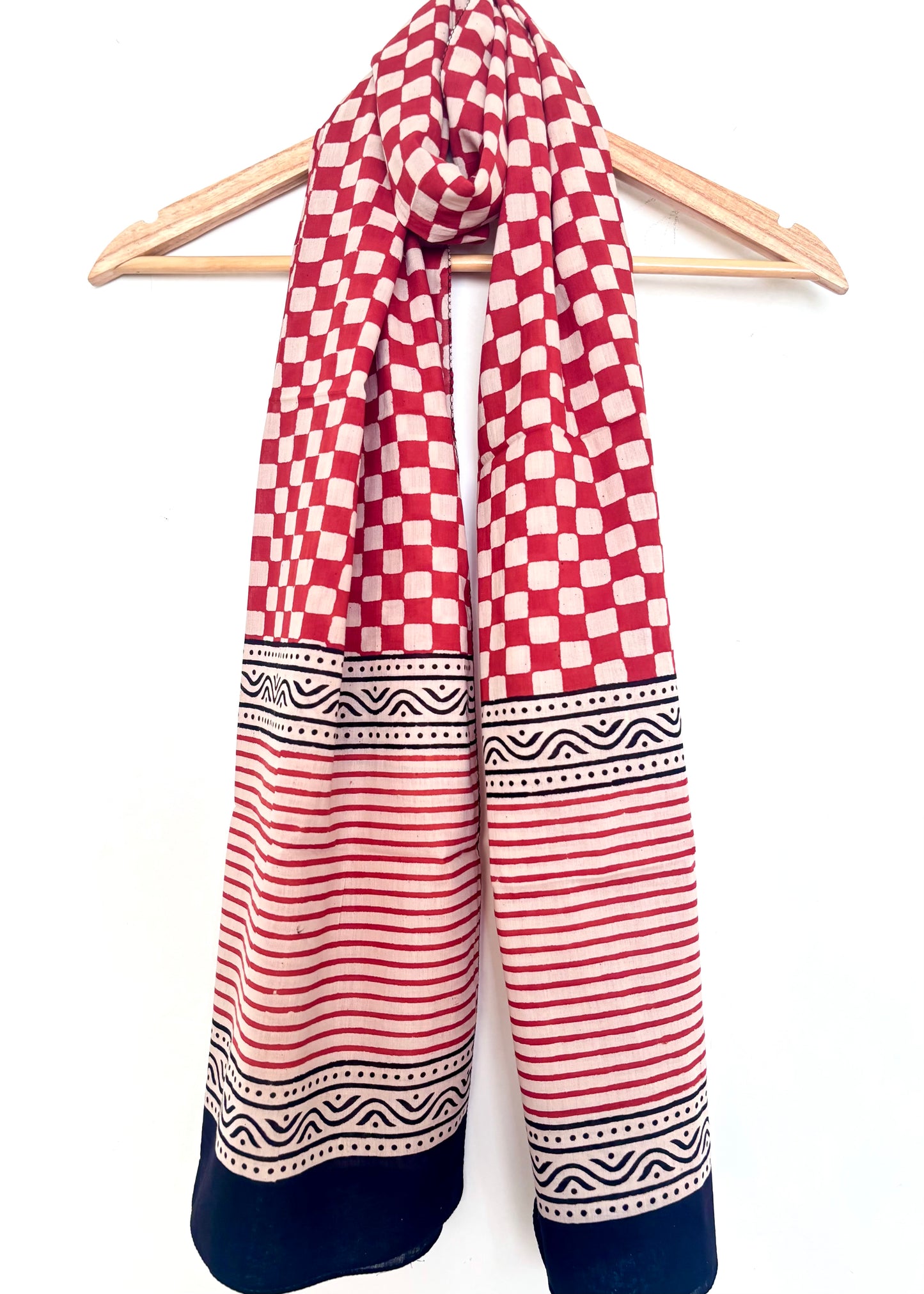 Raag🪷Mulmul Cotton Stoles ~ Chequered Red