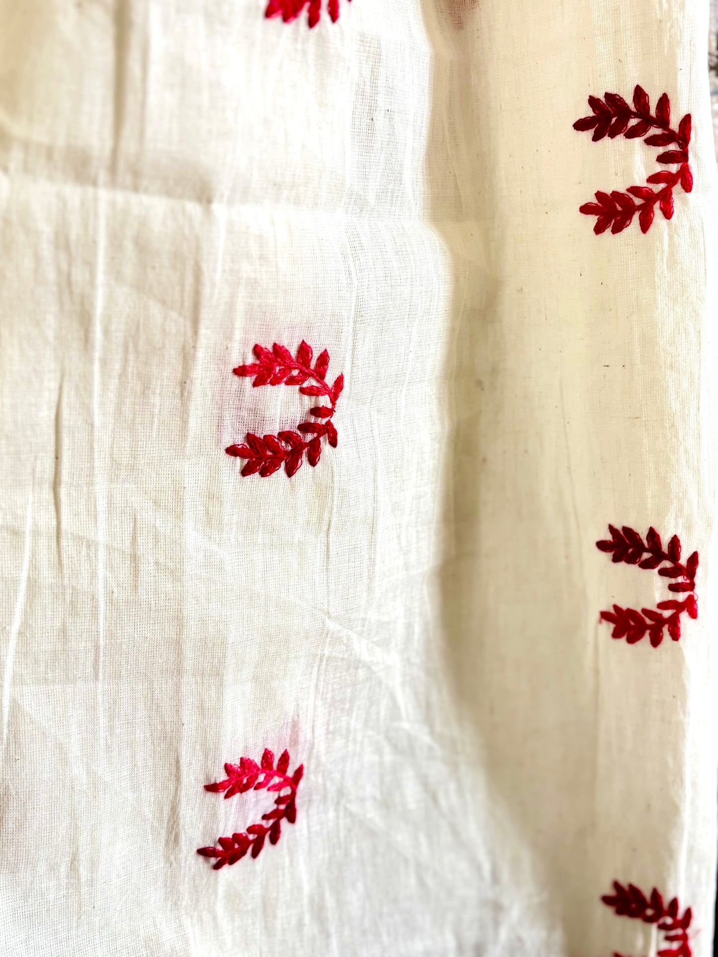 Khadi Cotton Dupatta ~ Crimson Forest Flame