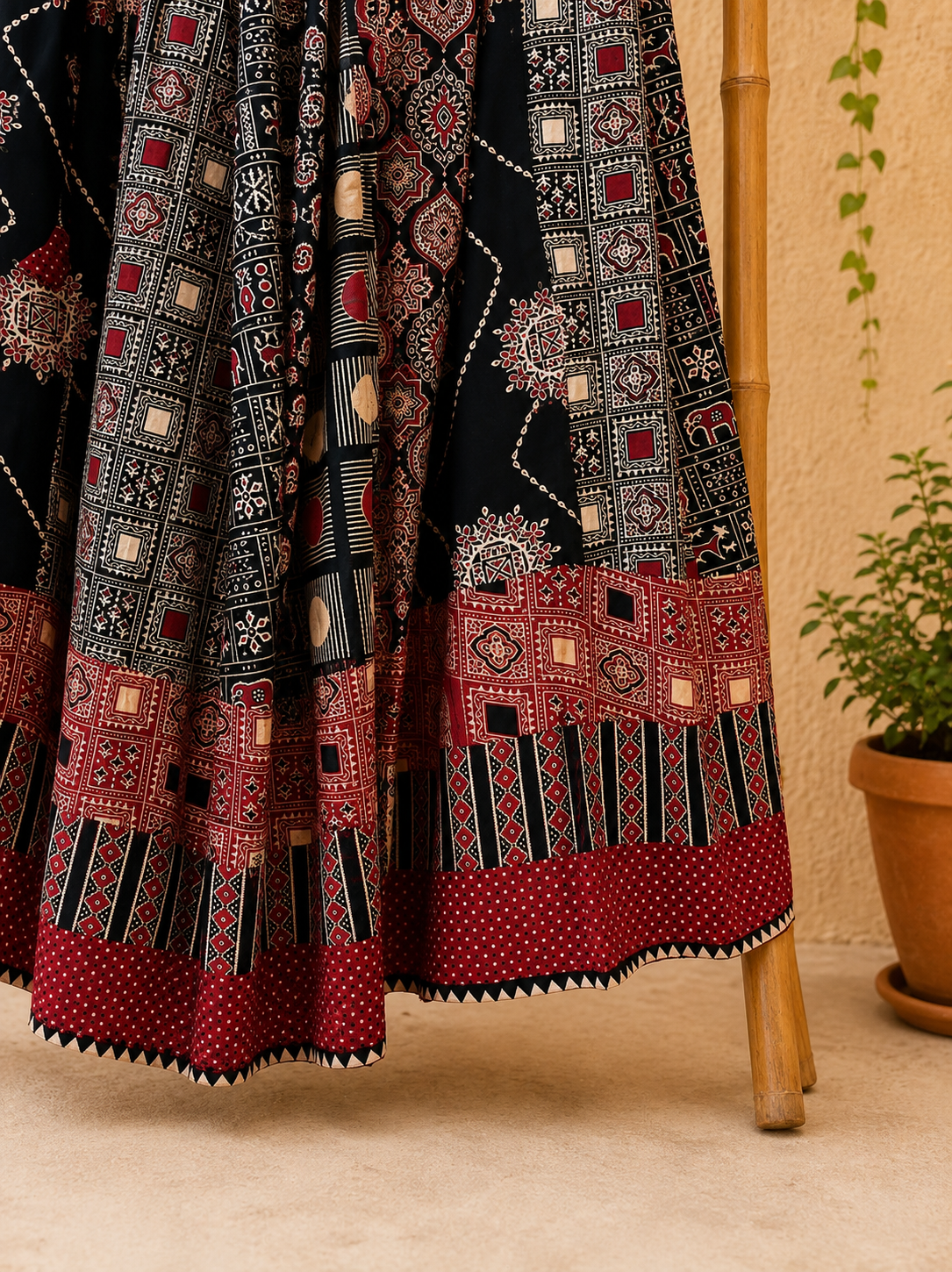 ⚜️ Dharohar ~ Aakriti ~ Ajrakh Long Kali Skirt