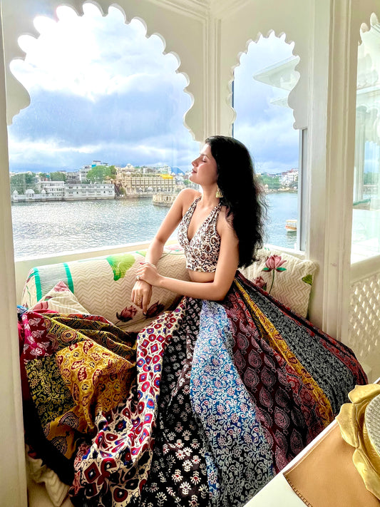 🌻Navrang ~ Gulal Ajrakh Skirt