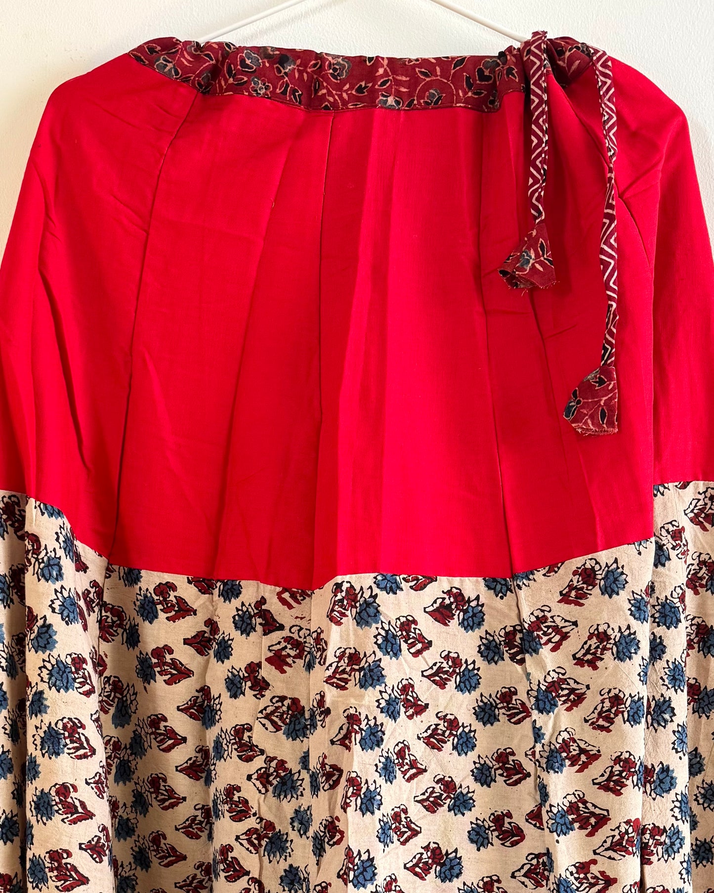 🌻Navrang ~ Ajrakh Handcrafted Lehengas ~ Cherry Red