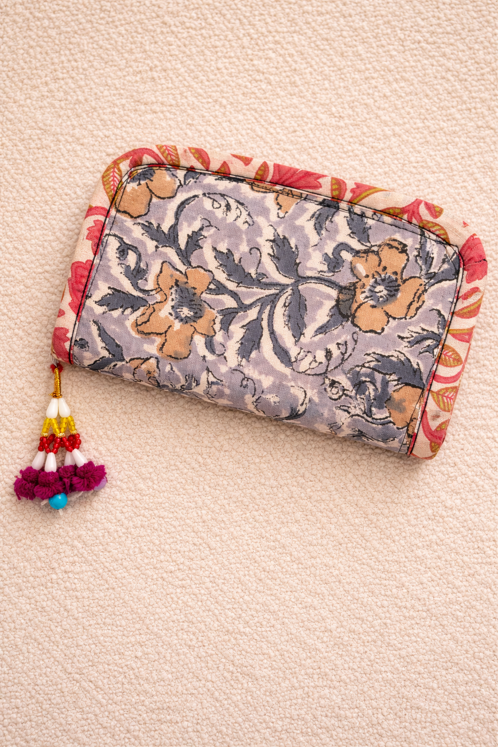Swadesh ~ Ajrakh Handcrafted Wallets ~ Yellow Hibiscus