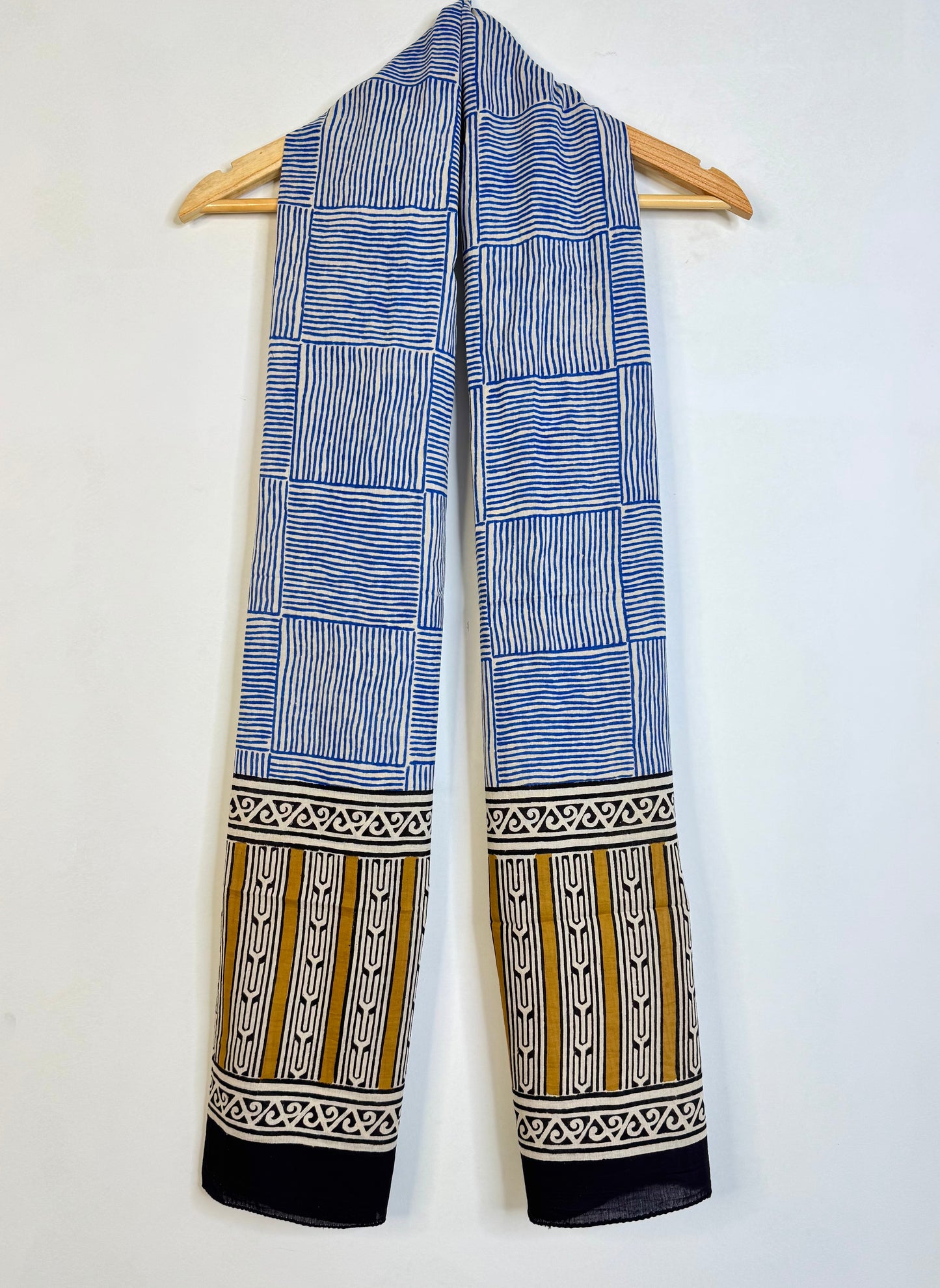 Raag 🪷 Mulmul Cotton Stoles ~  Blue Lines