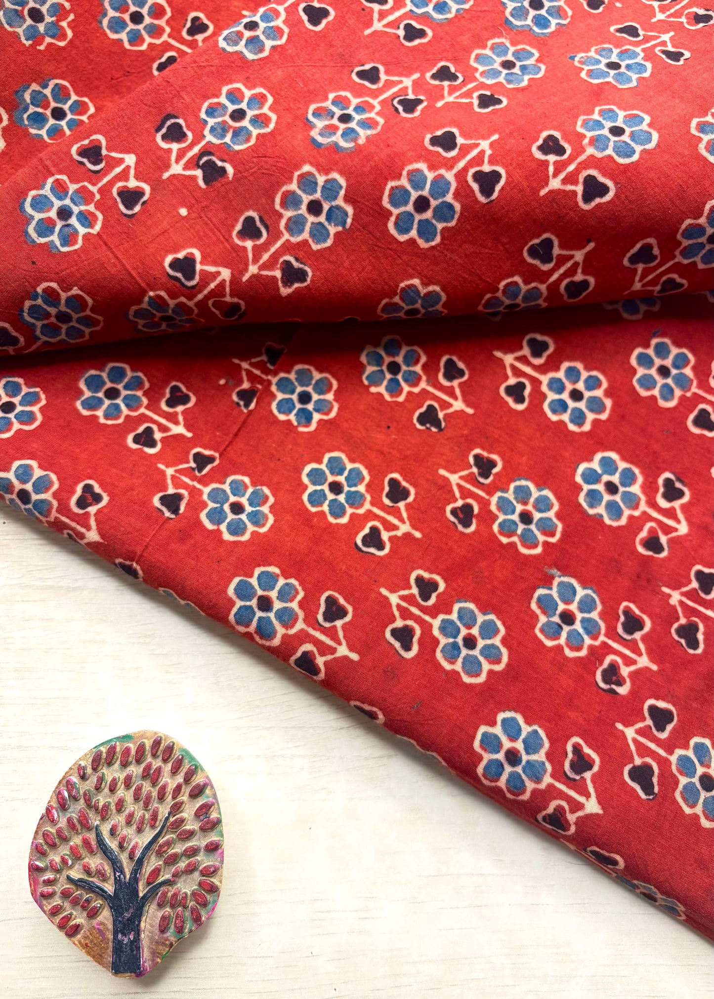 Brick Red Cotton Ajrakh Fabric