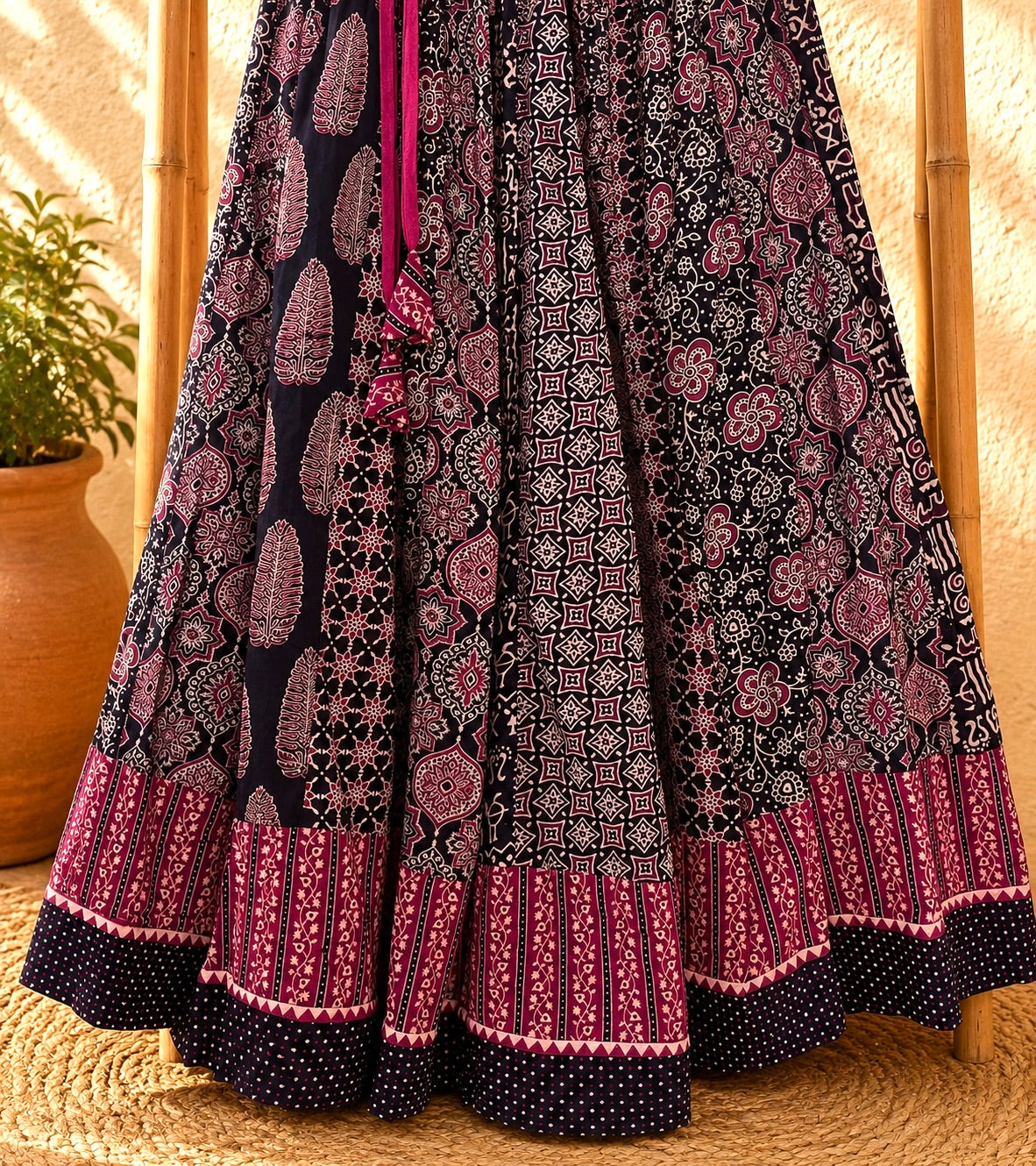 ⚜️ Dharohar ~ Sitara ~ Ajrakh Long Kali Skirt